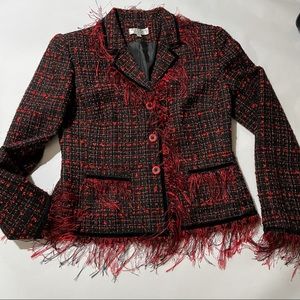 Bergamo studio black & red fringe blazer women 6